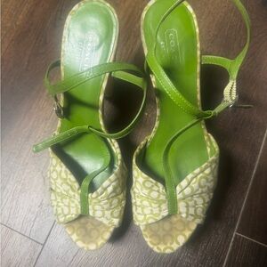 Coach Green and Tan Women's Heels